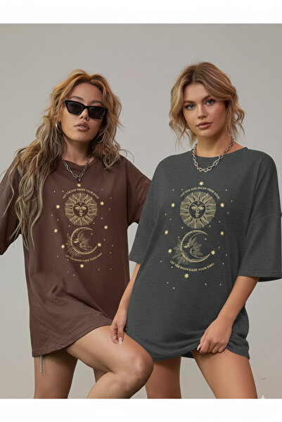 DAXİS Sportwear Company 2-Pack Oversize Printed Unisex T-Shirt