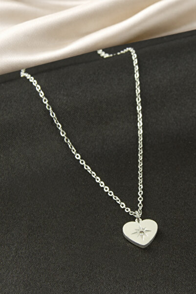 Bijuteri Net Heart Steel Necklace