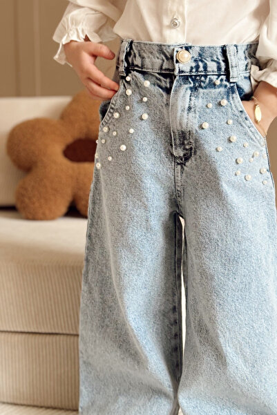 miabambim İncili Kot Pantolon Mavi