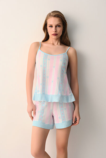 SUWEN Briella Cotton Athlete Shorts Pajama Set