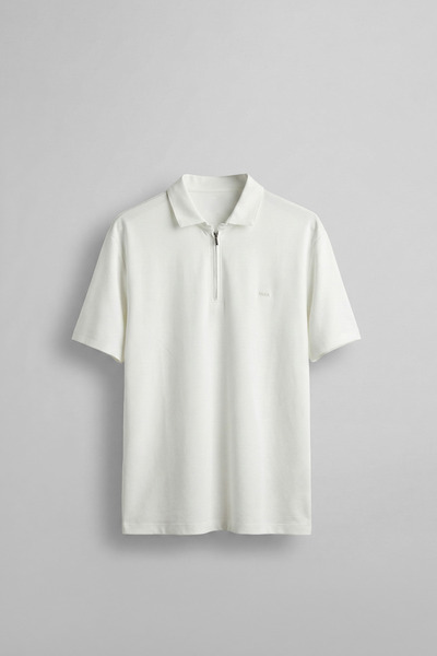 ablukaonline Men's Slim Fit Half Zipper Basic Polo Collar T-Shirt White