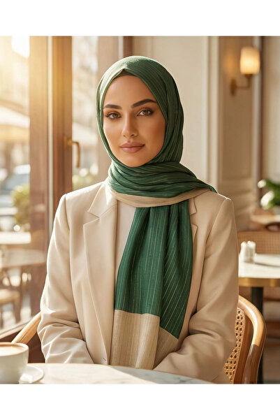 Arwella شال حرير مزين بالترتر - أخضر