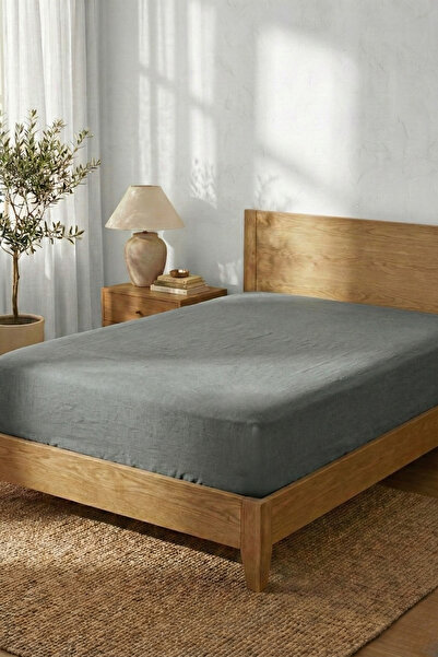İyi Geceler Türkiye Double Cotton Fitted Sheet Dark Gray 160X200