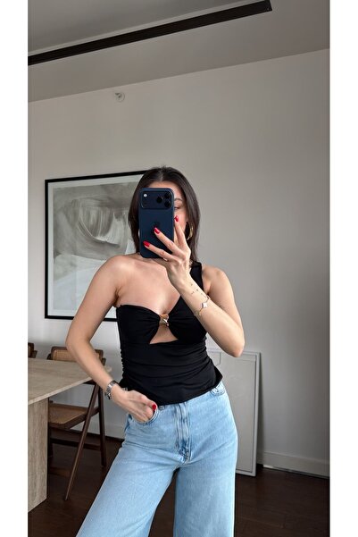 sinemkivanc co GOLD TOKALI TEK OMUZ BLUZ