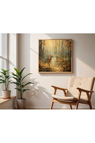 woodhomeworks Ahşap Çerçeveli büyük boy Kare Tablo 50cm ceylan