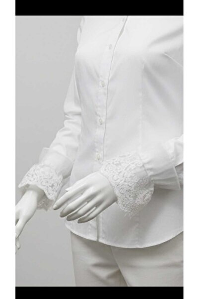 PL beyaz tül detaylı kolluk