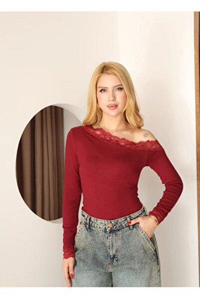 LARA GİYİM Women's Lace Single Sleeve Blouse
