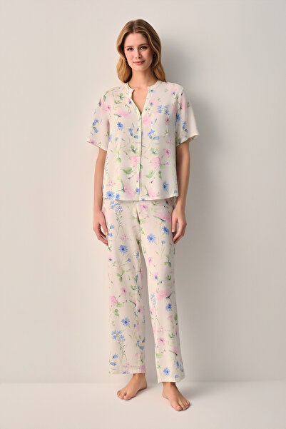 SUWEN Magnolia Gömlek Yaka Pijama Takımı