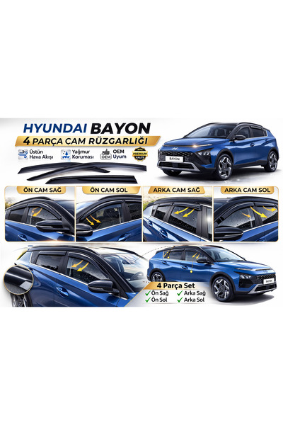 Hyundai Bayon 2022 Cam Rüzgarlığı 4 Parça Set
