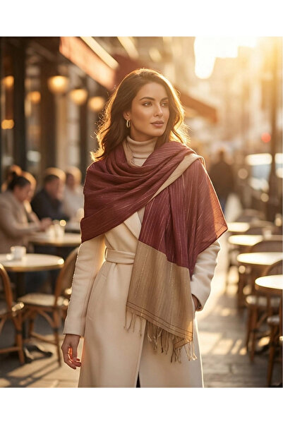 Arwella Si̇m Detailled Silk Shawl-Red