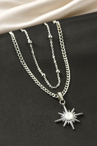 Bijuteri Net Star Steel Double Necklace