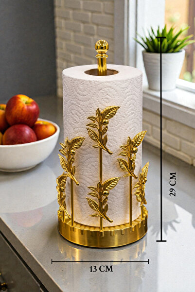 İnterlife Χρυσή μεταλλική θήκη για χαρτοπετσέτες σε σχήμα ρολού, πολυτελής δι...