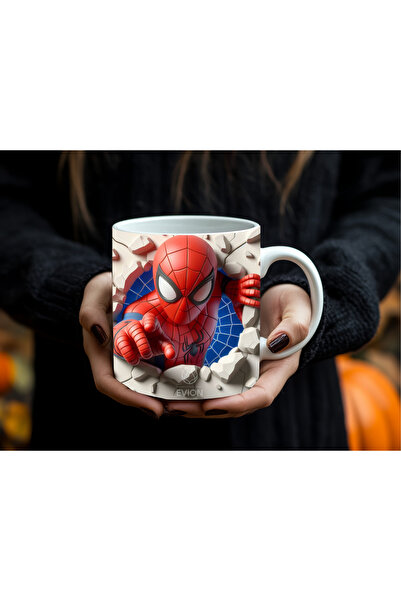 Evion Örümcek Adam Figürlü Kupa Bardak 330 ml | 3D Efektli