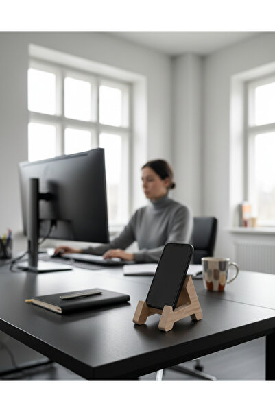 MONTETOYS حامل هاتف وجهاز لوحي من الخشب الطبيعي - حامل آيباد لسطح المكتب - إك...
