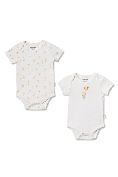 BabyCosy Organic Wear بدلة أطفال قصيرة الأكمام مكونة من قطعتين مصنوعة من القط...