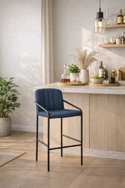 N.zone Upholstered bar stool with a black metal frame – a modern table chair ...