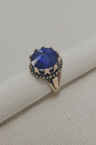 Süspüs Accessories Big Navy Blue Stone Authentic Crown Ring