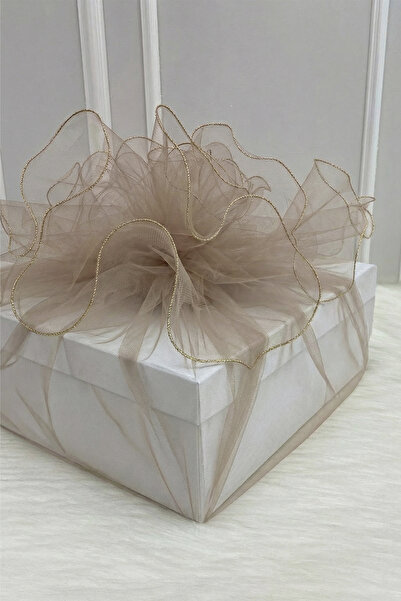 ZEYMERADE Pachet de ornamente din tul de nurcă, cu margine overlock aurie, pe...