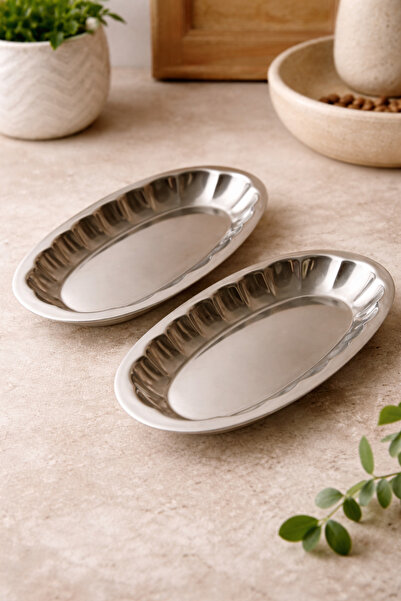 DİVAYS Stainless Steel 30.5 cm Sectioned Silver Salad and Appetizer Presentat...