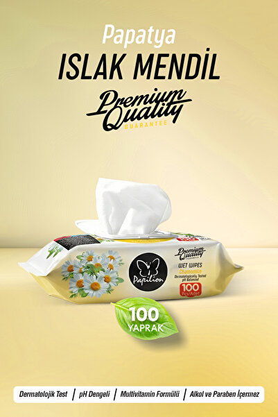 Papilion Papatya Özlü Islak Mendil 100 Yaprak pH Dengeli Alkolsüz Parabensiz
