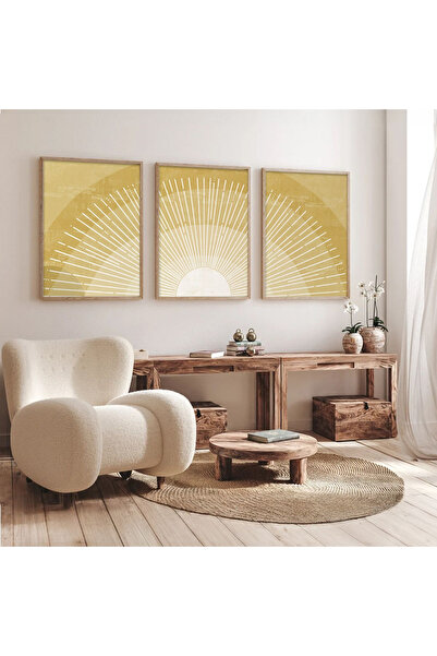 Dekorsiahome Set de 3 piese cu cadru din lemn pentru sufragerie, living, bucă...