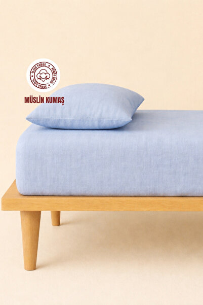 sutra 100% Cotton Muslin Fabric Single Fitted Sheet Set