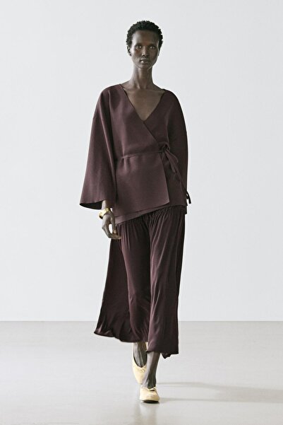 Massimo Dutti Kemer detaylı dökümlü kimono