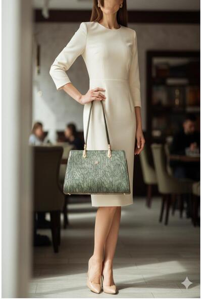 Shoemix Genuine Green Crocodile Patterned Luxury Women's Shoulder and Hand Ba...