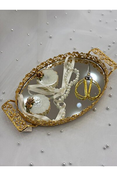 GÜRLEK TEKSTİL Inel de promisiune oval auriu, cu panglică, suport pentru inel...