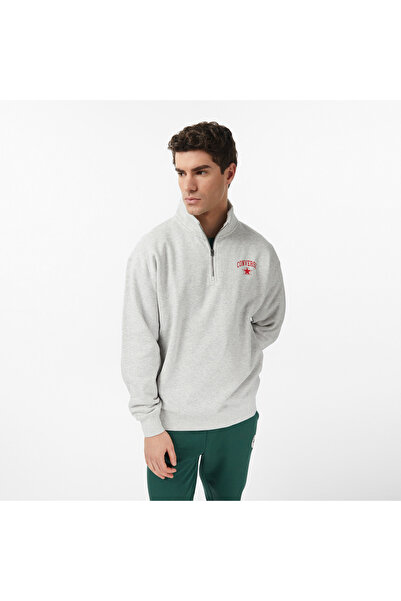 Converse Retro Collared Quarter-Zip Crew Erkek Krem Sweatshirt