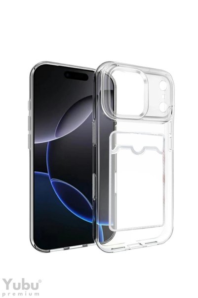 yubu Iphone 17 pro compatible card holder shockproof flexible silicone transparent case
