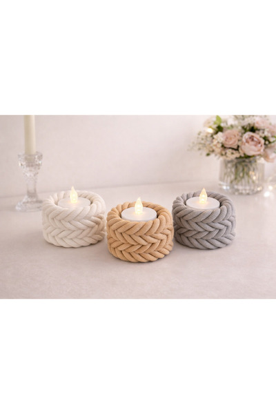 DERYA3D Maker shop Dekoratif Halat Mumluk Seti 3’lü – Romantik & Modern Tasar...