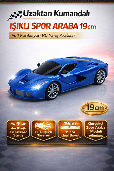 TRENDZONE Uzaktan Kumandalı Işıklı Ferrari Spor Araba 19cm | Full Fonksiyon P...