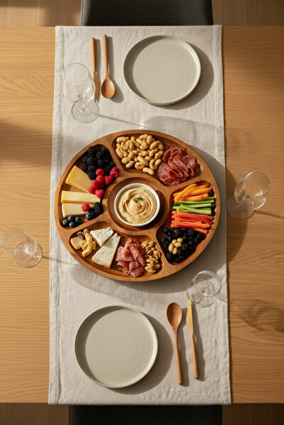 Akayev Akasya 5-Compartment 30 cm Rotating Presentation Plate