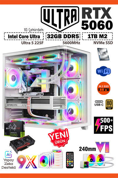 Zeiron Ultra X50 White RTX5060 8GB ∣ Ultra 5 225F ∣ 32GB RAM ∣ 1TB M.2 SSD Sı...