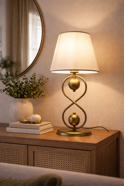 Taşcan Aydınlatma Delhi Eskitme Abajur , Masa Lambası Krem Şapka Salon Yatak ...