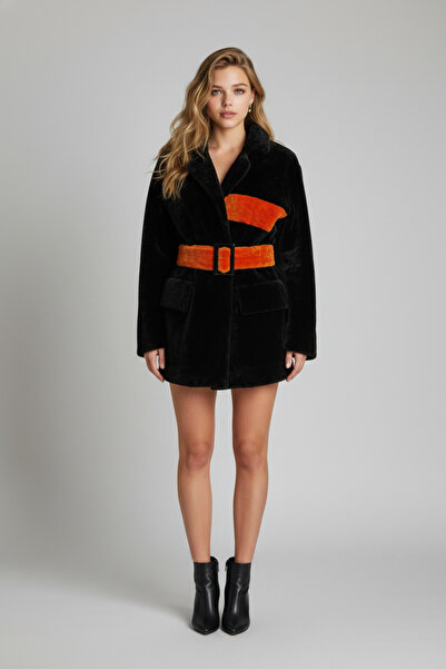 PAOLO FRAMINCO PF-209 KUZU DERİSİ SİYAH KÜRK DERİ KABAN