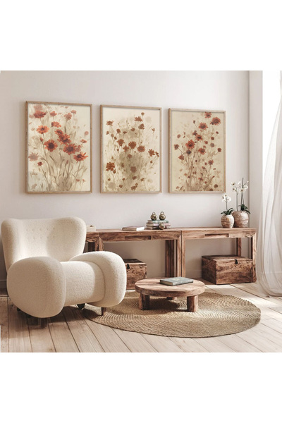 Dekorsiahome Set de 3 piese cu cadru din lemn pentru sufragerie, living, bucă...