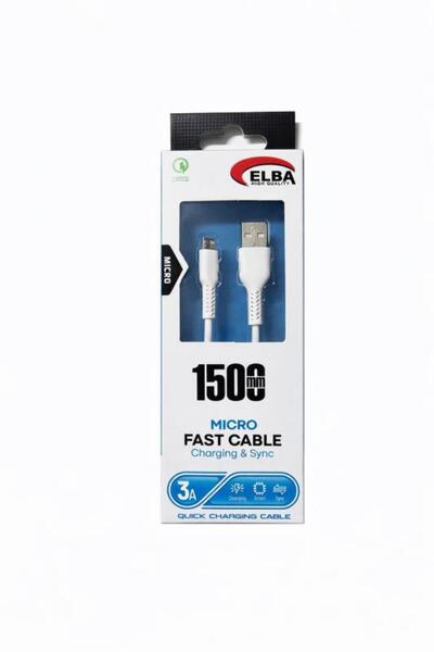 ELBA ELB36-L1 3A Hızlı Şarj ve Veri Kablosu – USB’den Micro USB’ye, 1.5 Metre...