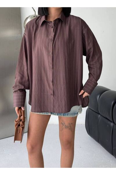 IŞILDA FASHION Çizgili salaş gömlek