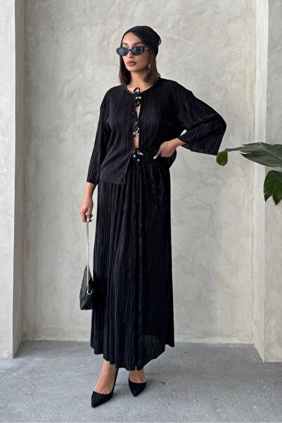 Caddebostan Moda Ψηλόμεση πλισέ μακριά φούστα Κομψή και άνετη φούστα μάξι μήκους