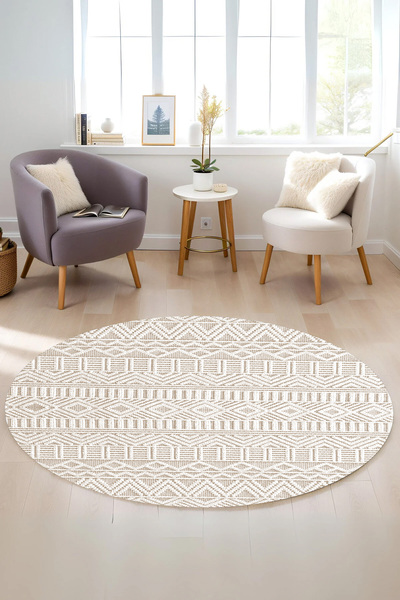 df home Salon Halısı Geometrik İskandinav Eskitmeli Dijital Baskı Yıkanabilir...