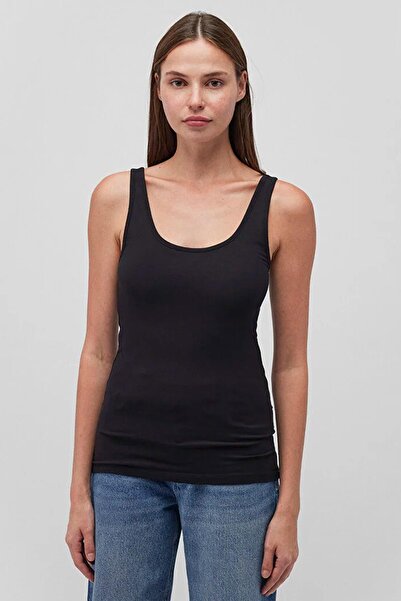 TENA Дамска черна тениска с дебели презрамки отпред и отзад и U-образно деколте