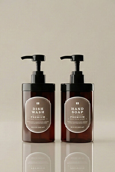 Kloppenhug 2’li Amber Mutfak Sabunluk Seti 400 ml - Deterjanlık ve Sıvı Sabun...