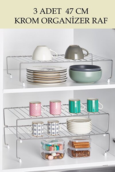 ORSA HOME 3 komada organizatora za ormarić 128 cm, kromirana polica za organi...