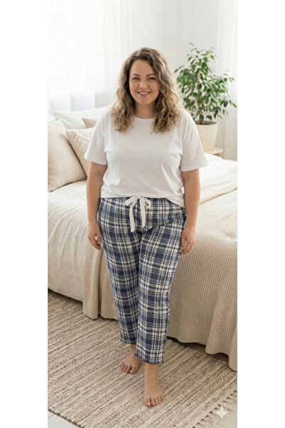 ŞERİCE Women's Plus Size Cotton Thin Breathable Fabric Pajama Bottoms (Fits u...