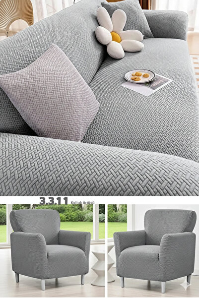 Hazineci Bey Brick Pattern 3 3 1 1 Sofa Cover, Elastic, Non-Slip, Sofa Bed, S...