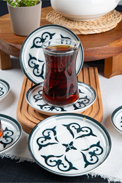 Heda Porselen Ahenk 6-Piece Porcelain Tea Plate Set