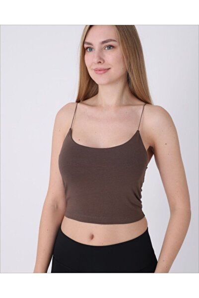 CONFEO KADIN MODAL SPAGETTİ ASKILI KROP T-SHIRT