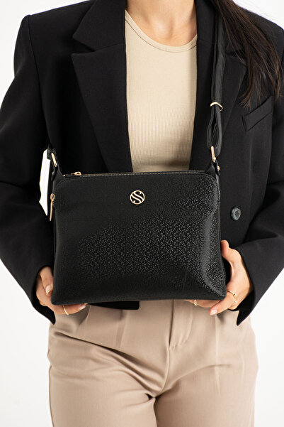 Sanmorris Women's Black Mosaic Shoulder Bag with Adjustable Crossbody Strap, ...